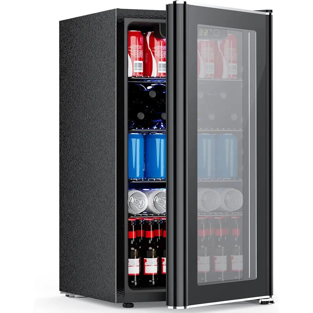 Compact 26-Bottle Wine Cooler & 130-Can Beverage Fridge with 40-61°F Temperature Control, Black