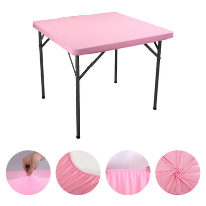 Square Elastic Edge Fitted Table Cover Stretch Cocktail Tablecloth For Wedding Picnic Banquet Party Decor Table Cloth