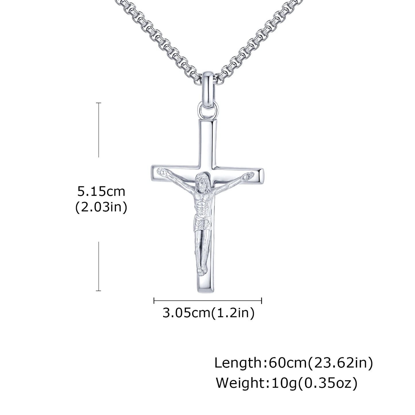 Stainless Steel Cross Necklace Catholicism Jesus Pendant Gold Color Collar Church Prayer Faith Jewelry for Men Women Gift