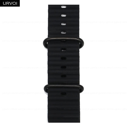 URVOI Ocean Band for Apple Watch Ultra 4 3 2 Strap Series 12 11 10 SE Sport Band for iWatch Silicone Wristband Black Buckle 49mm