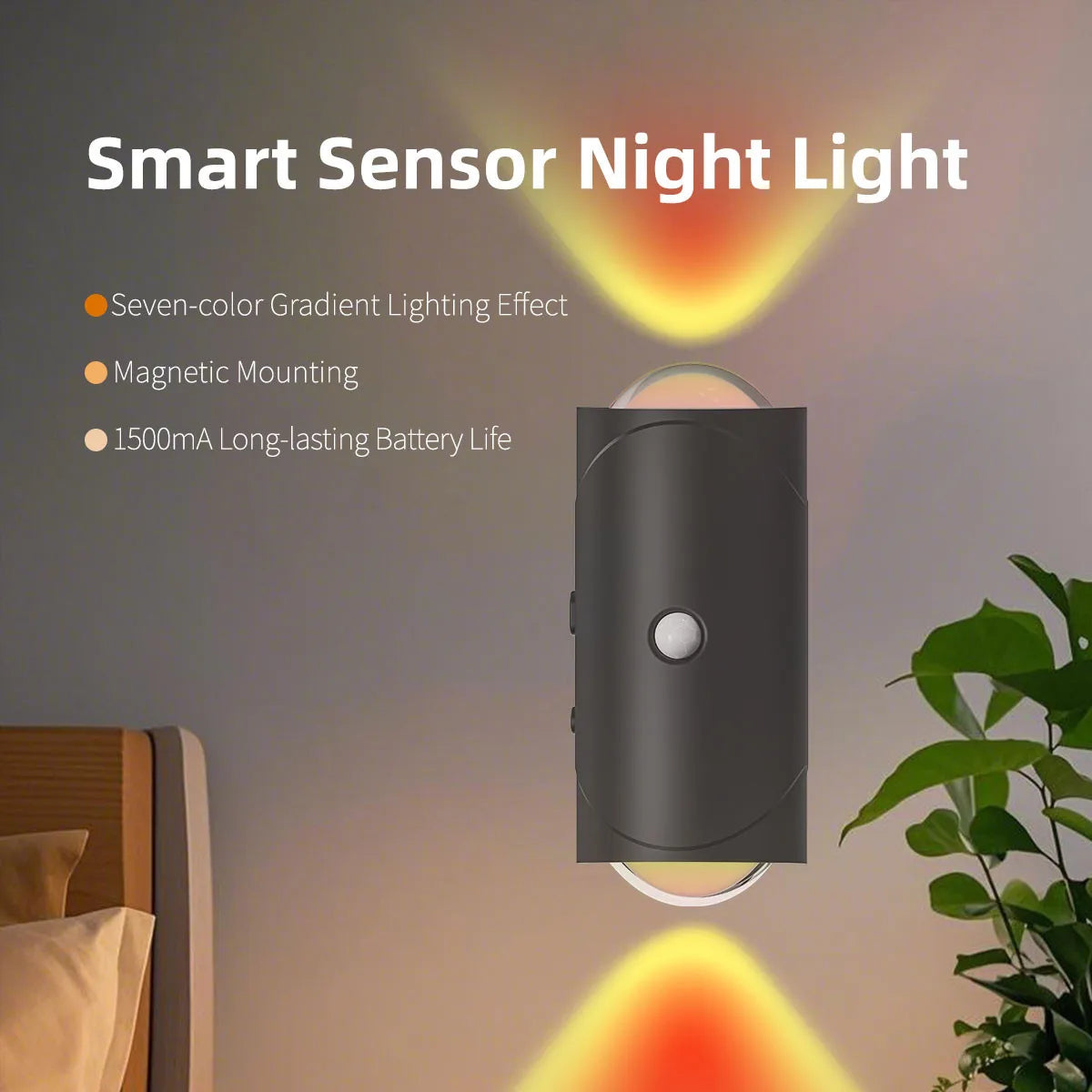 RGB Gradient LED Night Light with Motion Sensor Wall Lamp Rechargeable Ambient Light Dimmable Indoor Lights Magnetic Step Lamp