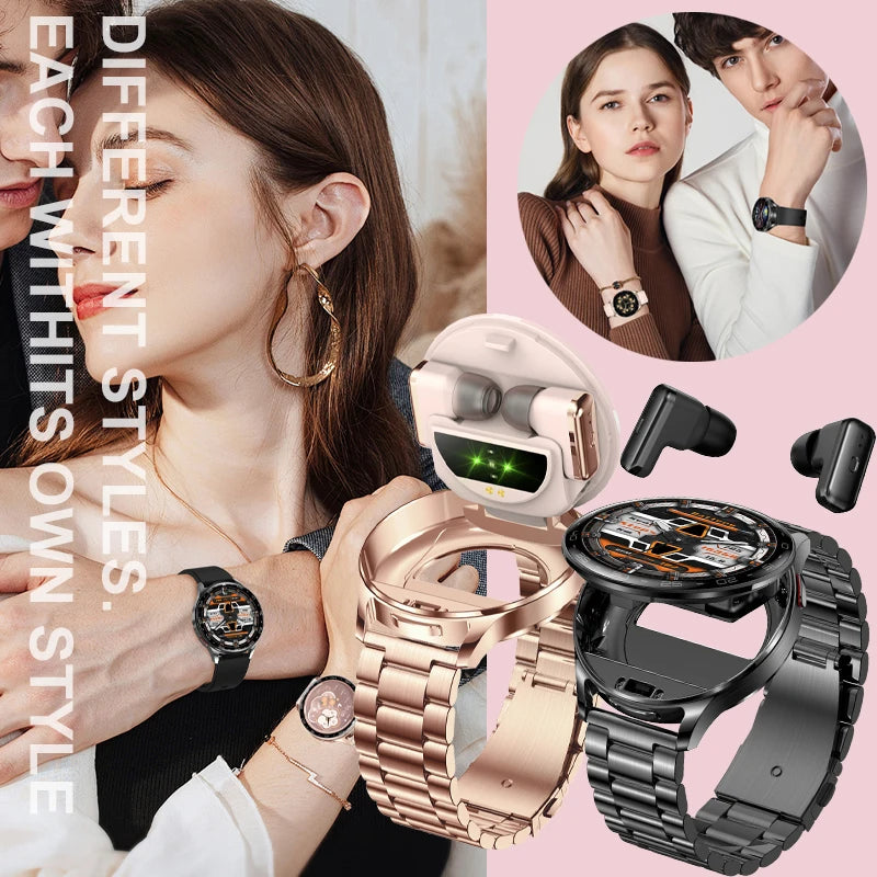 From DAORKOW Smartwatch TWS 2-in-1 Bluetooth Earphones With Built-in Speaker HIFI 9D Sound Quality Health Exercise Monitoring