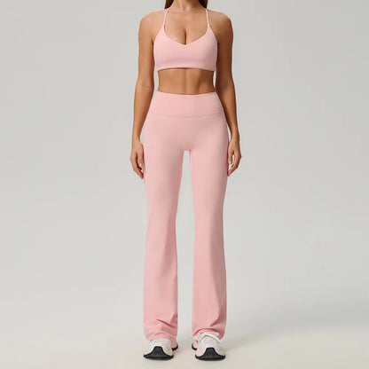 Fitness Suit 2PCS Women Tracksuit Sports Zipper Long Sleeve Yoga Set Gym Clothes Flared Pants Sportswear Female Workout Clothes