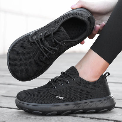 Men's and Women's Barefoot Shoes Wide Version Simple Platform Walking Sneaker Lace Up Outdoor Lightweight Casual Running Shoes