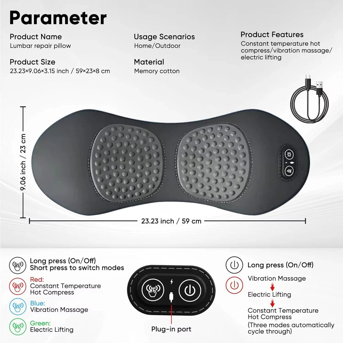 Multi-functional 3-in-1 Back Massager with Relief Bed Sleeping Shiatsu Deep Tissue Portable Shoulder Lower Back Pain Relief