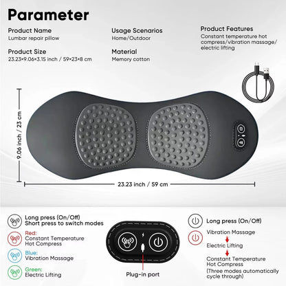Multi-functional 3-in-1 Back Massager with Relief Bed Sleeping Shiatsu Deep Tissue Portable Shoulder Lower Back Pain Relief