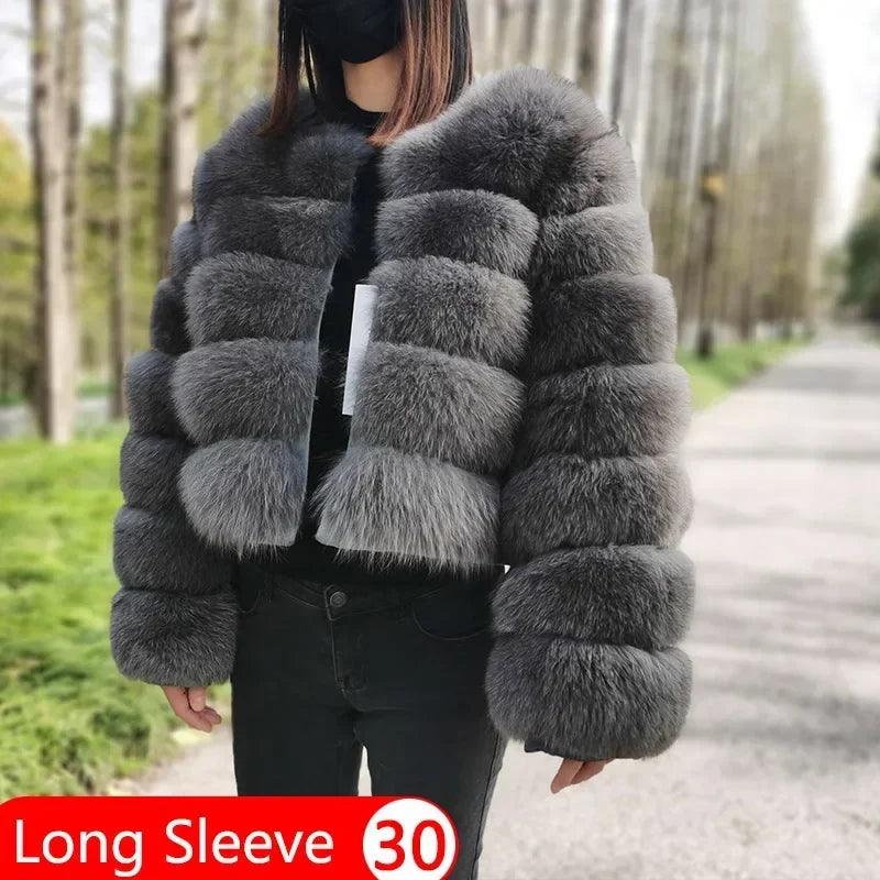 2023 Natural Real Fox Fur Coat Women Winter Warm Luxury Fur Jacket Detachable Long Sleeves Female Vest Furry Coats Outerwear
