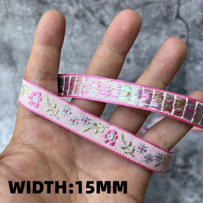 5 Yards 1~3CM Geometric Flower Designs Are Selling Well Embroidered Jacquard Ribbon Decorative Clothing Dog Chain Curtains