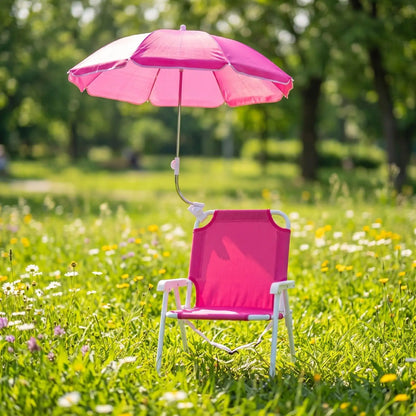 Lightweight Outdoor Folding Chair with Umbrella Alloy Frame Compact Portable Beach Seat for Fishing Camping Terrace Garden Relax