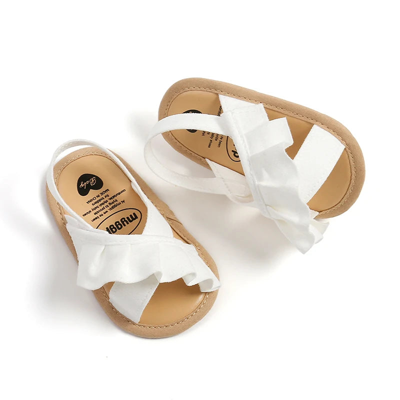 Citgeett Summer Infant Baby Girl Sandals Cute Ruffle Flats Non-Slip Soft Sole First Walkers