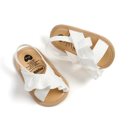 Citgeett Summer Infant Baby Girl Sandals Cute Ruffle Flats Non-Slip Soft Sole First Walkers