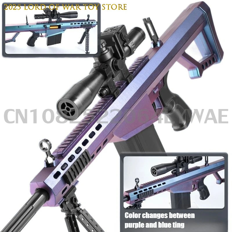 Barrett Sniper Rifle Toy Gun Realistic Soft Bullet Gun Big Manual Blaster Airsoft Weapons Adults Boys Outdoor Games CS Fighting