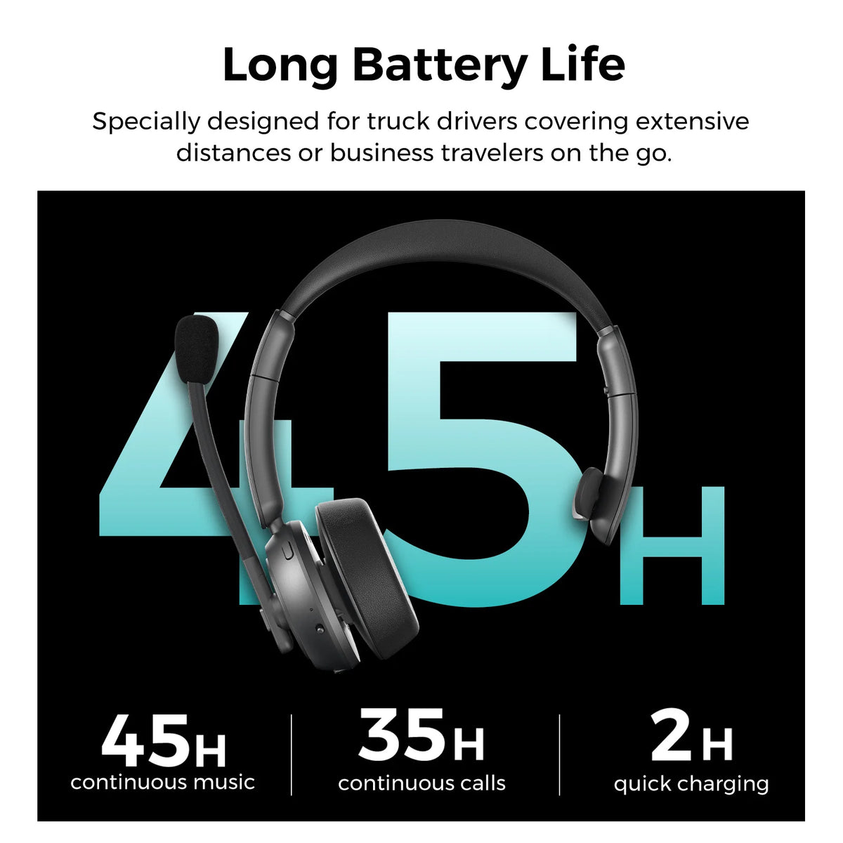Nuroum Dark Grey Bluetooth 5.3 Over‑Ear Wireless Headset ENC Noise Cancelling Microphone Independent Mute Button Multi‑Point Connection Business Headphones for Work From Home Office PC Laptop Zoom Microsoft Teams Conferen