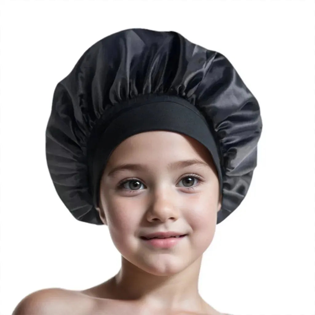Kids Sleep Cap Satin Bonnet for Child Girls Boys Toddler Night Sleeping Hat Elastic Solid Blank Cook Beanie Soft Turban Headwear