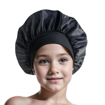 Kids Sleep Cap Satin Bonnet for Child Girls Boys Toddler Night Sleeping Hat Elastic Solid Blank Cook Beanie Soft Turban Headwear