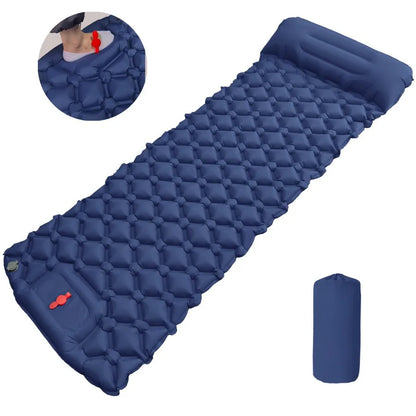 Outdoor Camping Inflatable Mattress Sleeping Pad With Pillows Ultralight Air Mat Built In Inflator Pump Hiking