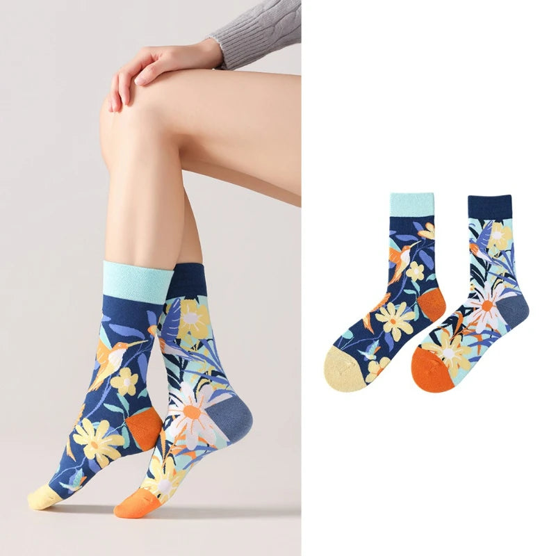 New Creative Cartoon Dog Ins Animal Trendy Socks Jacquard Cotton Socks Couple Mid length Fashion Skateboarding Socks