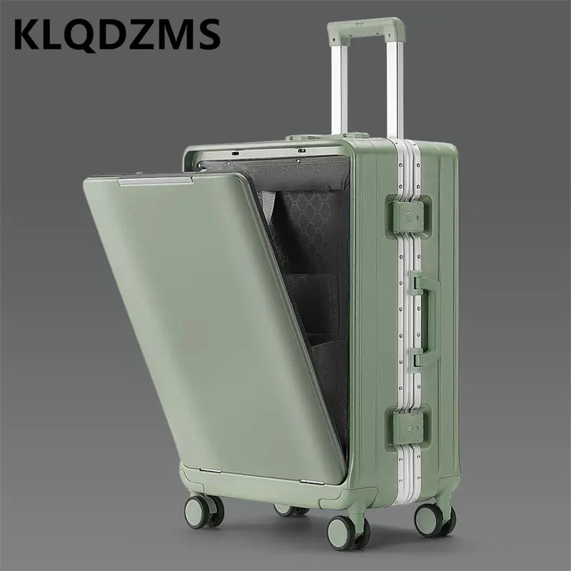 KLQDZMS 20 Inch Portable Front Opening Suitcase With Large Capacity 24 Inch Business Trip Travel Cabin Rolling Luggage Bag