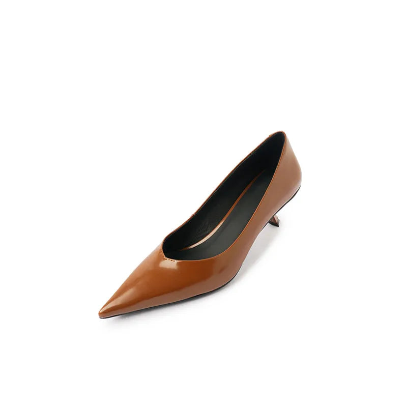 MKKHOU Fashion Pumps New High Quality Real Leather Simple Pointed Shallow Elegant High Heels Daily Commuter Women Shoes
