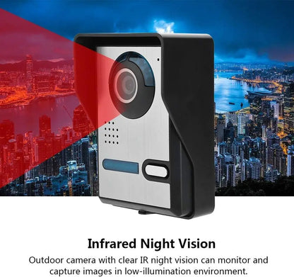 Video Intercom System, 7" Video Intercom Doorbell Camera System, Video Door Phone Intercom Kit Waterproof Camera Door Bell