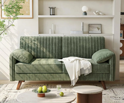 Modern Loveseat Sofa 64.5" for Small Space Living Room, Chenille Fabric 2-Seater Couch with High Legs（164cm）, Comfy Small Apartment Sofa Green