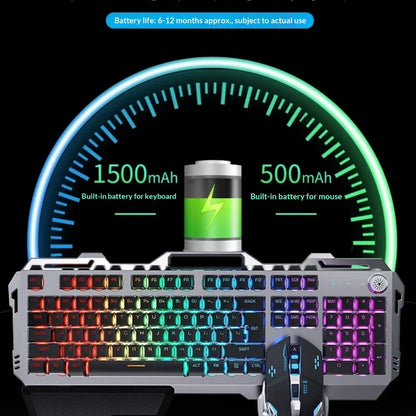 Qianxingzhe Wireless Keyboard Mouse Set Mechanical Feel Rechargeable Rgb Backlit Wrist Rest Multifunctional Knob Gaming For Pc