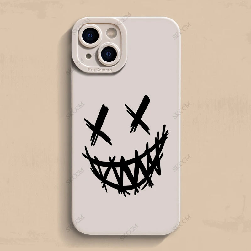 Smiling Devil Phone Case For iPhone 11 12 13 14 15 Pro Max Mini 7 8 Plus X XS Max XR Matte Shockproof Fashion Cases Back Cover