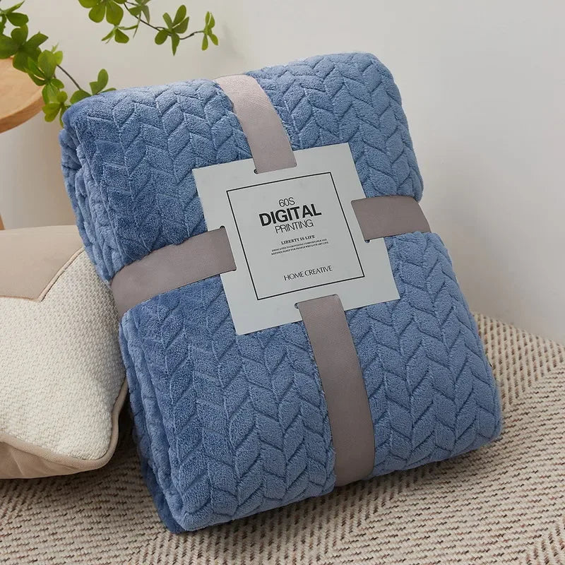 Fluffy Coral Velvet Blanket Flannel Plush Comfortable Thickened and Warm Soft Sofa Throw Blanket for Air-Conditioned Room Luxury