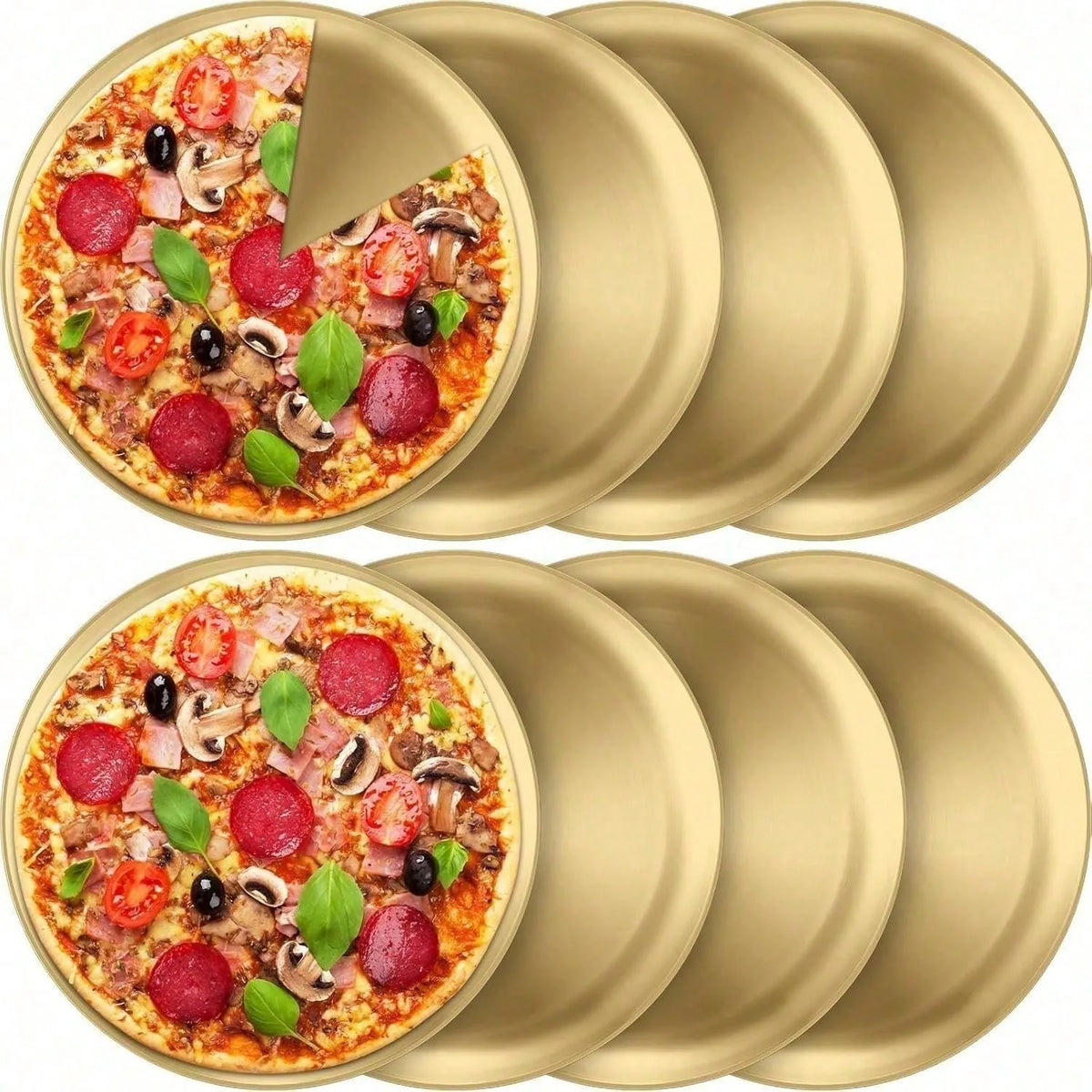 8pcs Korean Stainless Steel Barbecue Thick Gold Round Plate 17CM Barbecue Plate Steel Food Serving Trays Dinner Plates