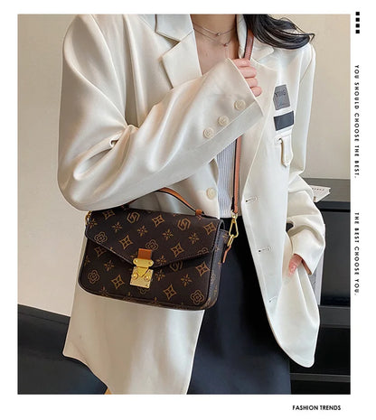 2026 New Women's Bag, Fashion Printed Shoulder Bag, Handheld Square Bag, Versatile High-end Texture Crossbody Bag