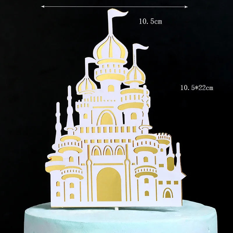 Castle Cake Topper Flag Rainbow Anniversary Cupcake Toppers For Wedding Happy Birthday Party Baking Decoration Happy New Year