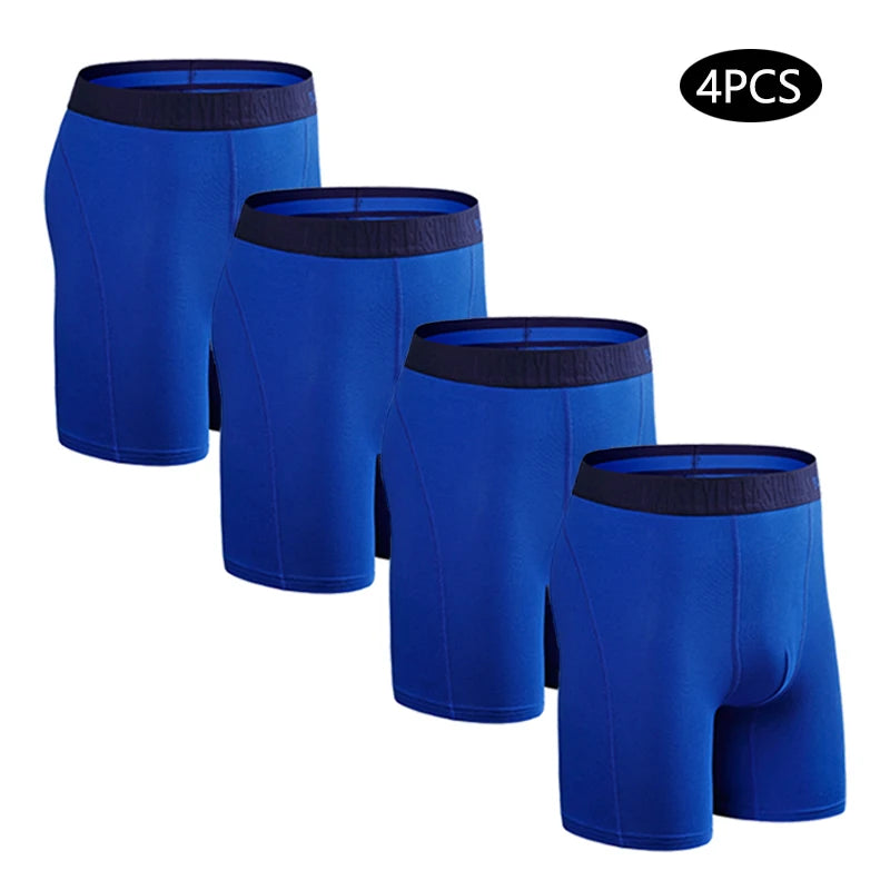 4pcs Long Boxers for Men Underwear Plus Size Men's Panties Sexy Long Leg Underpants Cotton Mens Boxer Shorts Fashion Male Trunk