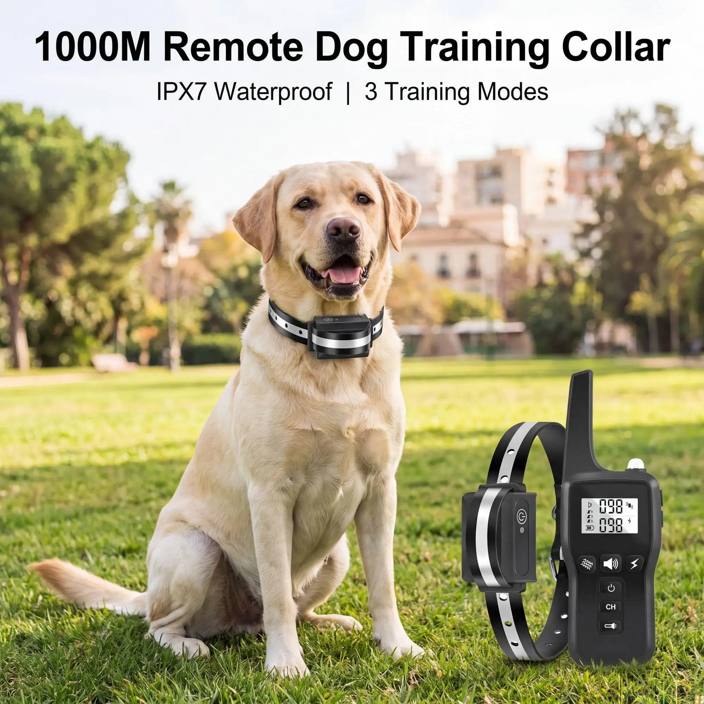 1000M Dog Training Collar IPX7 Waterproof Rechargeable Electric Shock Vibration Beep Remote Control Anti Bark for All Size Dogs