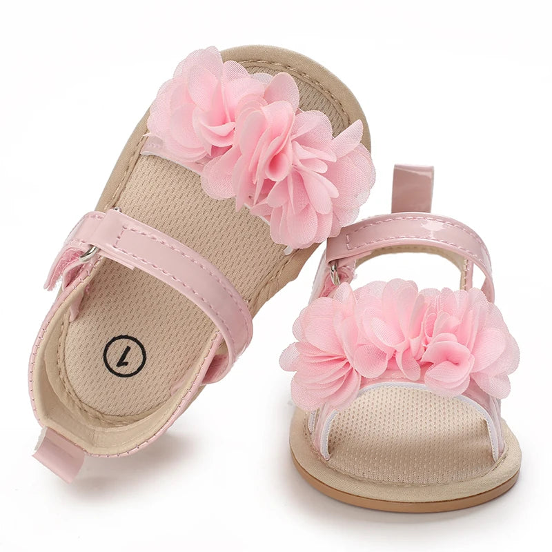 Summer 2026 Western Style Baby Korean Version Flower Princess Shoes Pink Open Toed Baby Girl Sandals
