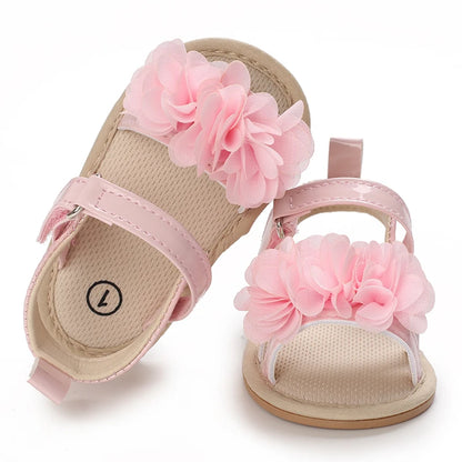 Summer 2026 Western Style Baby Korean Version Flower Princess Shoes Pink Open Toed Baby Girl Sandals