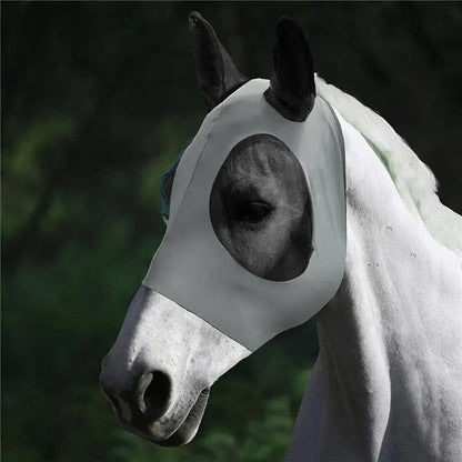 1pc Stretch Horse Fly Mask Mesh Bug Eye Cover Anti Insect Equine Face Shield for Summer Pasture Use