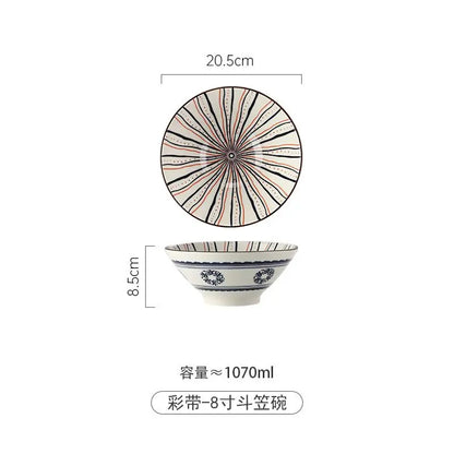 Japanese Ramen Bowl Household Soup Bowl Salad Bowl Ceramic Tableware Instant Noodle Bowl Ceramic Tableware
