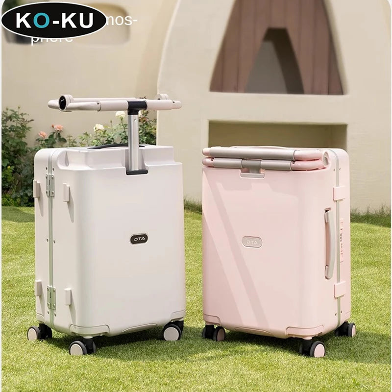 KO-KU 20 inch Carrier suitcase for children can sit and ride Aluminium Frame Travel suitcase with brake wheels 어린이캐리어
