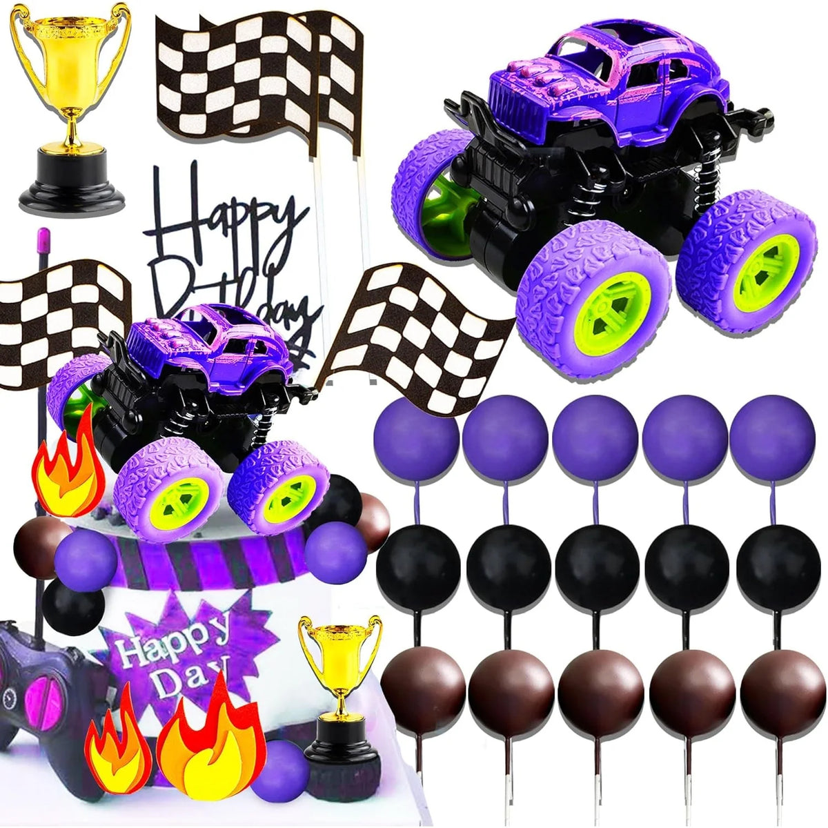 Monster Truck Birthday Cake Decoration Monster Car Cake Topper for Monster Truck Birthday Party Supplies Favors