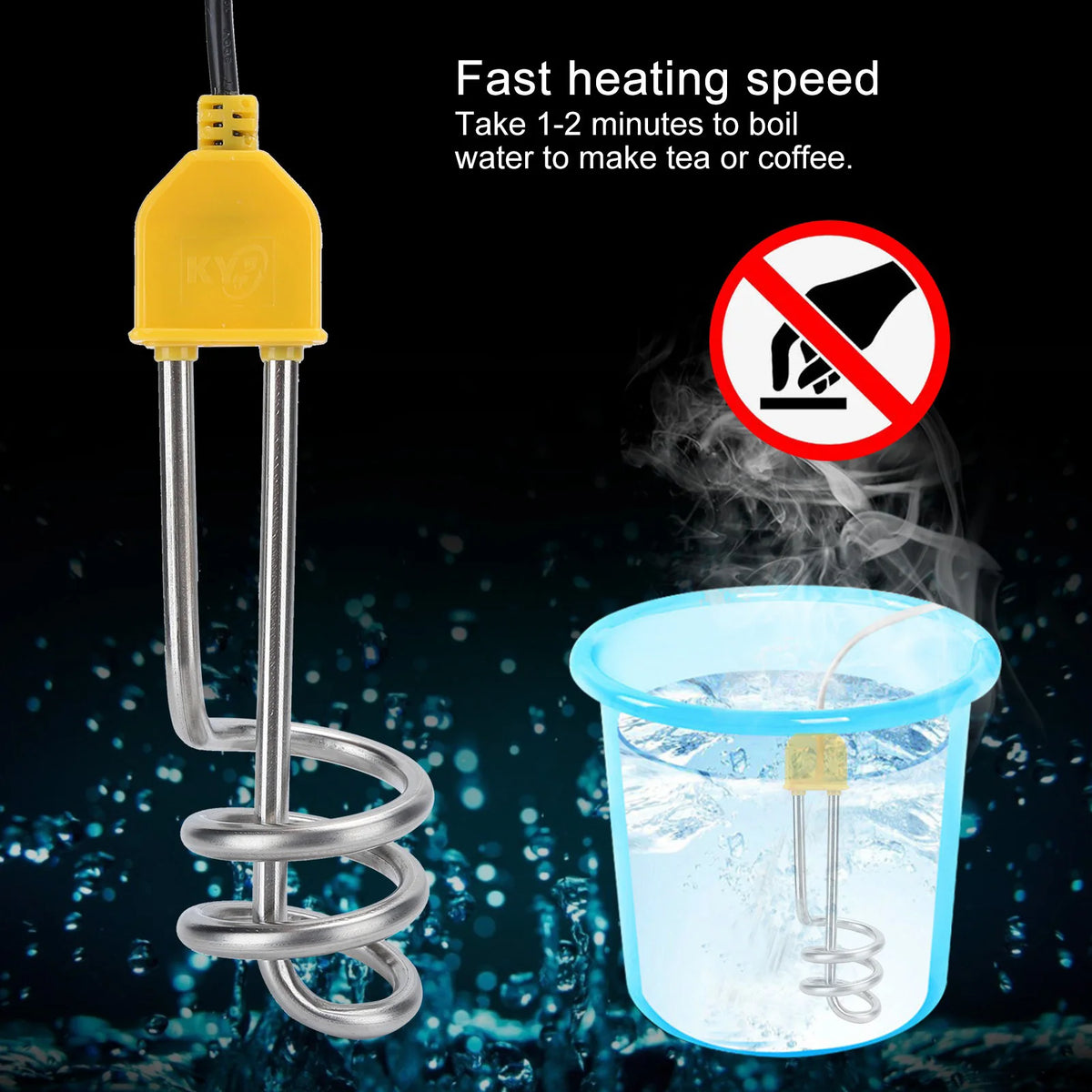 1500W Stainless Steel Electric Immersion Heater Boiler for Home  Travel Use 1.5m Immersion Heater Immersion Heating Boiler