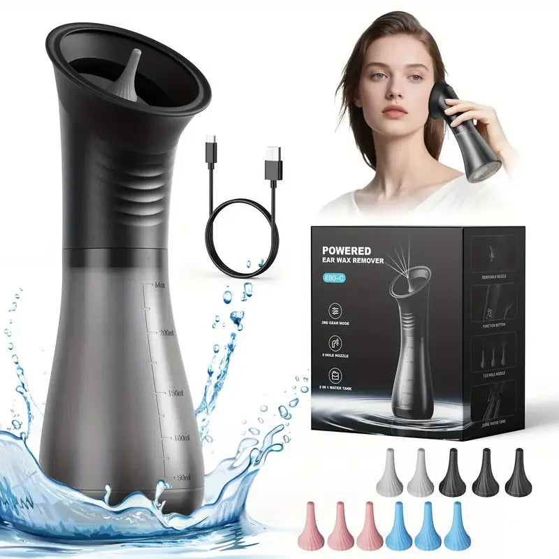 Water Powered Ear Cleaning Tool with Irrigation Flusher Electric Ear Wax Removal System 11 Tips 3 Pressure Setting for Clean