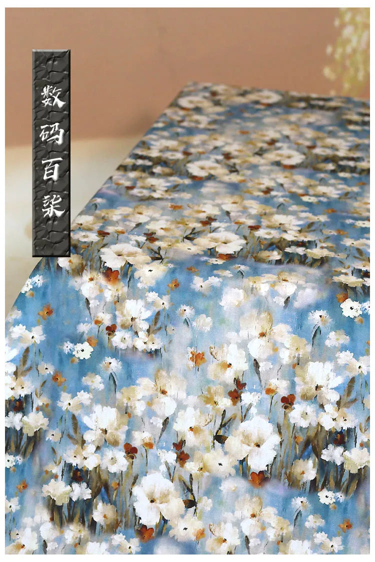Digital Printed Rayon Fabric Summer By Meters for Women Dress Pajamas Cool Blankets Diy Sewing Soft Smooth Floral Textile Cloth
