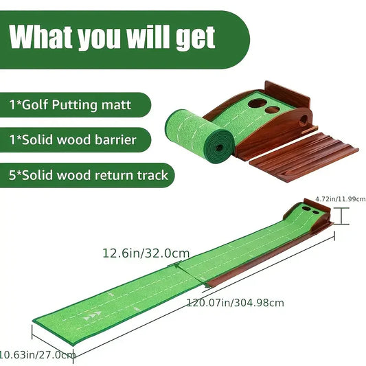 Perfect Practice Golf Putting Mat with Ball Return - Portable Practice Putting Green - Training Aid for Indoor, Outdoor Golf Pra