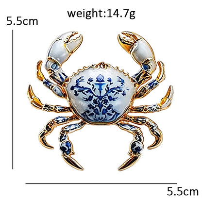 Wuli&baby Blue-and -White Porcelain Collection Animal Brooches For Women Unisex Goat Cat Butterfly Birds Party Office Brooch Pin
