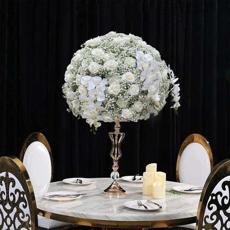 70/60/30cm White Rose Green Plants Leaf Artificial Flower Ball Wedding Table Centerpiece Decor Marriage Banquet Road Lead Floral
