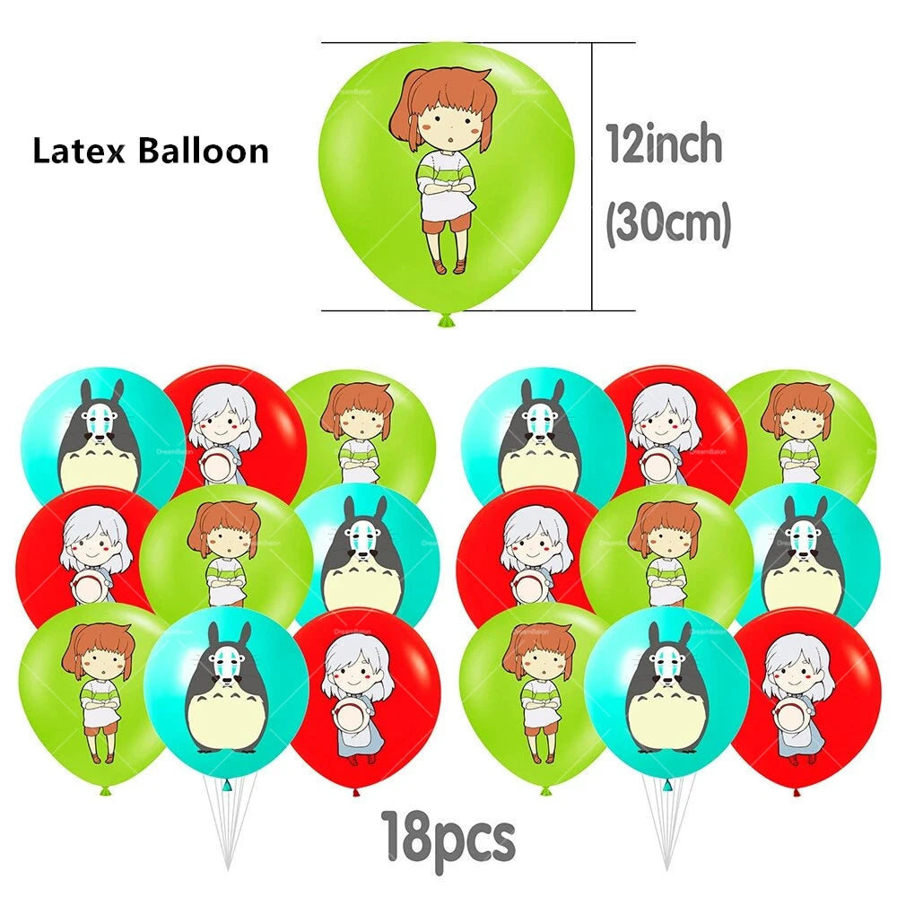 Hayaoed Miyazaki Latex Balloons Game Totoroed Cat Party Decoration Supplies Happy Birthday Banner Cake Topper Sticker Background