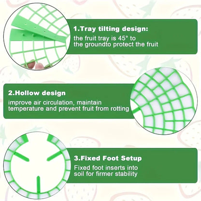 12Pcs Green Strawberry Planting Rack, 3 Sturdy Legs Stand Planter Pot Holder, Anti-Rot Fruit Support for Garden