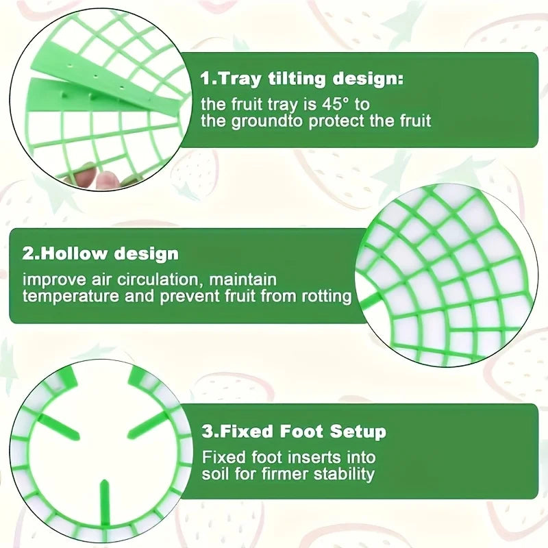 12Pcs Green Strawberry Planting Rack, 3 Sturdy Legs Stand Planter Pot Holder, Anti-Rot Fruit Support for Garden
