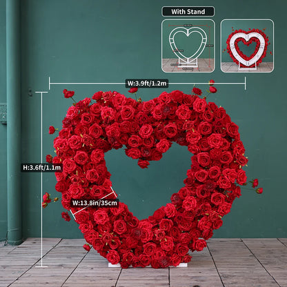 Heart Shaped Artificial Flowers Wreath Proposal Wedding Decoration High-end Silk Red Rose Heart Sztuczne Kwiaty Decor FL2580