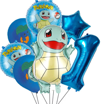 7Pcs/Set Pokemon Balloon Set Pikachu Charmander Cartoon Aluminum Foil Balloons Party Decoration Props Toy Anime Birthday Party
